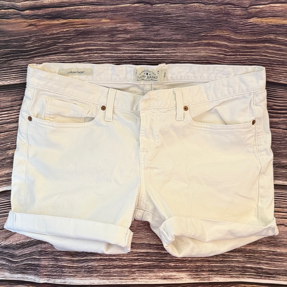 Lucky Brand Women's White Rolled-Hem Denim Shorts